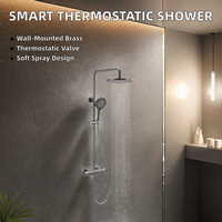 Système de douche thermostatique de luxe pour appartement intelligent, affichage numérique, mitigeur eau chaude et froide en laiton et céramique, jet de pluie doux