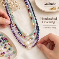 Colliers perlés Go2boho avec centres en perles d'imitation, perles facettées colorées et détails plaqués or pour cadeaux