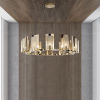 Lustre moderne de luxe en albâtre, luminaire suspendu en bronze, lampe en acier inoxydable, angle de faisceau de 360°, garantie de 3 ans, salon, salle à manger
