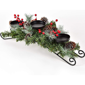 LANJO Christmas Candle Holder Table Centerpiece Clearance <b>Pine</b> Cones and Red Berry Table Centerpiece with 3 Candle Holders - Product Image 1