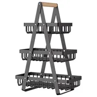 Panier à fruits multi-niveaux en métal Cedar Space pour comptoir de cuisine, étagère de rangement pour légumes antirouille avec paniers en maille métallique, idéal pour un usage domestique