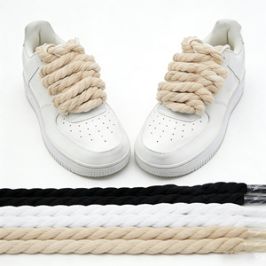 Lacets en coton de haute qualité personnalisés de 10 à 12 mm, couleur unie, torsadés, en <span class=keywords><strong>corde</strong></span> de chanvre ronde, universels pour toutes les chaussures, durables, antidérapants - Product Image 1