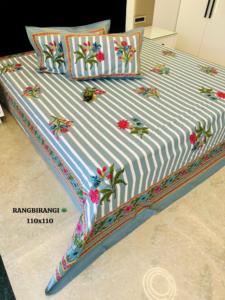 Jaipuri Style Discharge Print Bedding Set 100% Organic Cotton 200TC Floral Elephant Pattern <b>King</b> <b>Size</b> for Home Hotel - Product Image 2