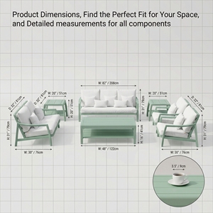 <span class=keywords><strong>Set</strong></span> Divano da Esterno a 4 Pezzi in Alluminio Moderno e Resistente per Patio, Giardino, <span class=keywords><strong>Balcone</strong></span>, Soggiorno e Conversazione nel Cortile - Product Image 6
