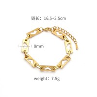 Prix de gros Bracelet chaîne cœur en plaqué or 18 carats de haute qualité Bracelet chaîne cœur creux en acier inoxydable pour femmes