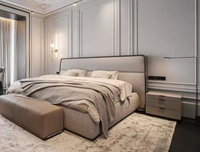 AJJ-DJ151 Usine de meubles sur mesure Ensemble de chambre à coucher moderne haut de gamme pour villa Lits doubles Cadre en bois écologique Taille personnalisable