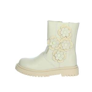 Balducci Girls' Low Ankle Boots Cream Mid-Calf With Flower Applique Design - Product Image 1