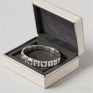 Pulsera de Eslabones Modulares de Plata con Dijes Gráficos Audaces Estilo <span class=keywords><strong>Tatuaje</strong></span> Retro Italiano para Joyería Urbana Atrevida - Product Image 2