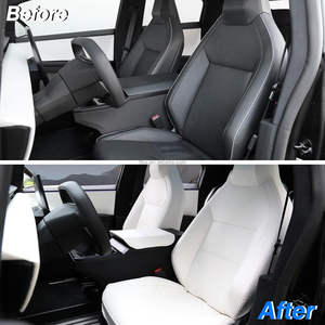 Yüksek kalite 2024 özel tam paket araba koltuk minderleri Tesla Cybertruck için aşınmaya dayanıklı havalandırmalı deri koltuk kapakları beyaz - Product Image 4