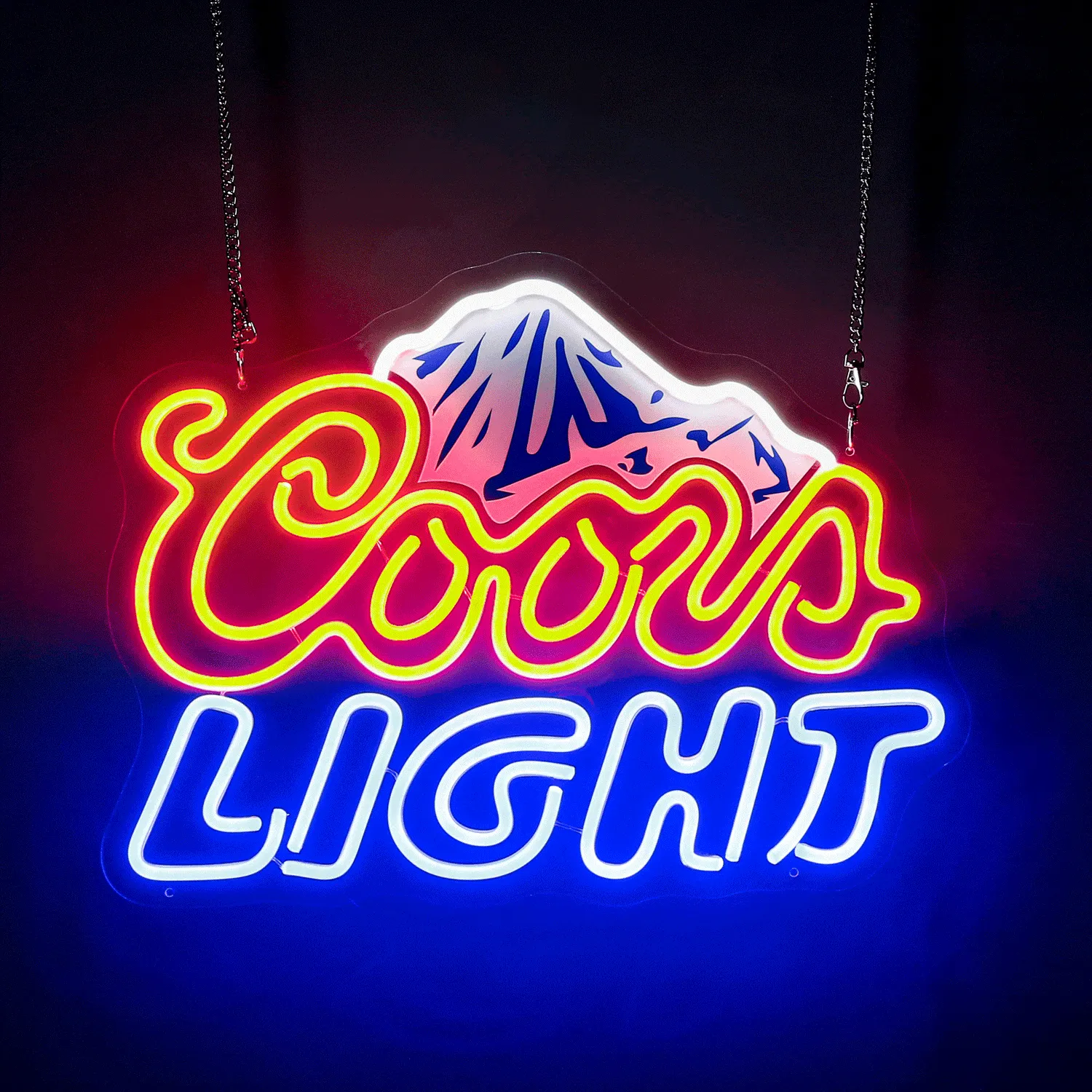 Drop Shipping Man Grot Bar Bord Neon Kunst Verlichting Besneeuwde Berg Reclame Logo Coors Licht Bier Merk Led Neon Bord Custom