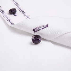 100% cotone ricamato a collo alto camicetta bianca manica lunga puro cotone camicie Casual oro <span class=keywords><strong>viola</strong></span> per <span class=keywords><strong>uomo</strong></span> - Product Image 3