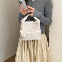 Sac à main élégant pour femmes, tissé, avec bandoulière réglable, sac à main décontracté pour le shopping, couleur unie
