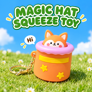 Cute Fox Magic Hat Pop-Up <b>Squishy</b> Cartoon Squeeze Sensory Stress Relief Toy Bag Charm Silicone <b>Squishy</b> Toys - Product Image 3