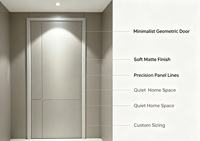 Porte intérieure battante moderne en MDF stratifié PVC, insonorisée, sans peinture, gaufrée, pour chambre à coucher, avec panneau mural et plinthe assortis