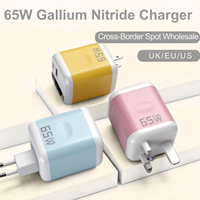 Chargeur mural 3 en 1 GaN 65W avec câbles rétractables et prise pliable, adaptateur d'alimentation à charge rapide pour plusieurs appareils