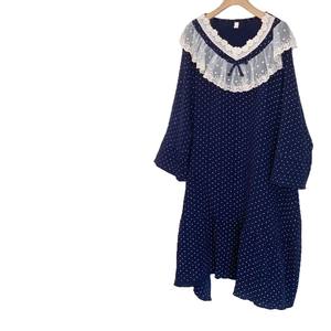 Pigiama a doppio strato a onda blu <span class=keywords><strong>camicia</strong></span> da <span class=keywords><strong>notte</strong></span> primavera e autunno stile principessa a <span class=keywords><strong>maniche</strong></span> <span class=keywords><strong>lunghe</strong></span> da donna - Product Image 5