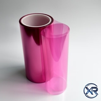 Película Protectora Translúcida Impermeable de PET Rojo Rosa de Alta Pureza de 75um para Película Óptica OCA y Embalaje de Troquelado