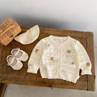 Cardigan tricoté pour filles, automne, broderie, pull pour enfants, vêtements pour enfants, manteau