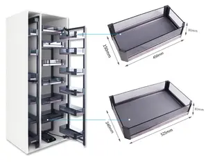 Conservazione della cucina armadio dispensa estraibile a 6 livelli cassetti e ripiani estraibili regolabili in altezza dispensa girevole in vetro