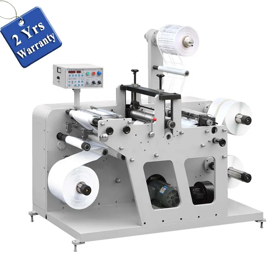 USK320 Cuộn Để Cuộn Tự Động Tự Dính Trống Mã Vạch Sticker Rotary Die Cutter Slitter Và Rewinder Máy