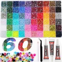 Lot de 60 strass en résine AB effet gelée, 3 mm, couleurs mélangées, super scintillants, à dos plat, pour DIY, nail art, ongles portables et coques de téléphone