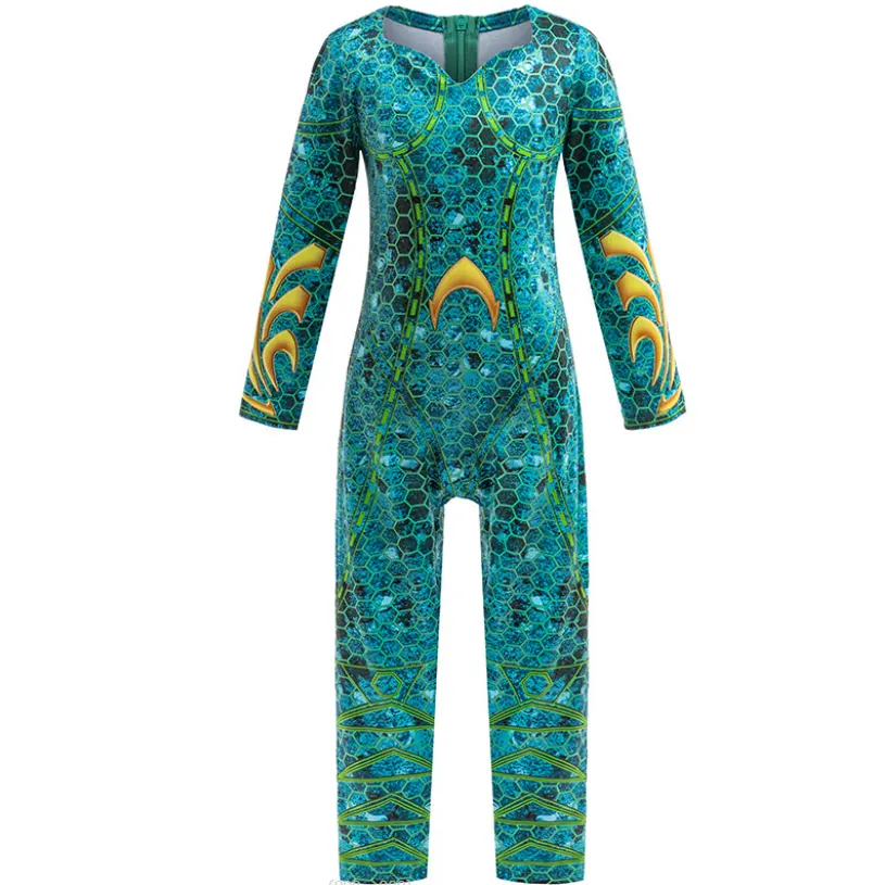 2024 Mtcn Dropship Kinderfilm Aquaman Cosplay Bodysuit 3d Print Mera Kostuum Groothandel Jumpsuit Toneelvoorstelling
