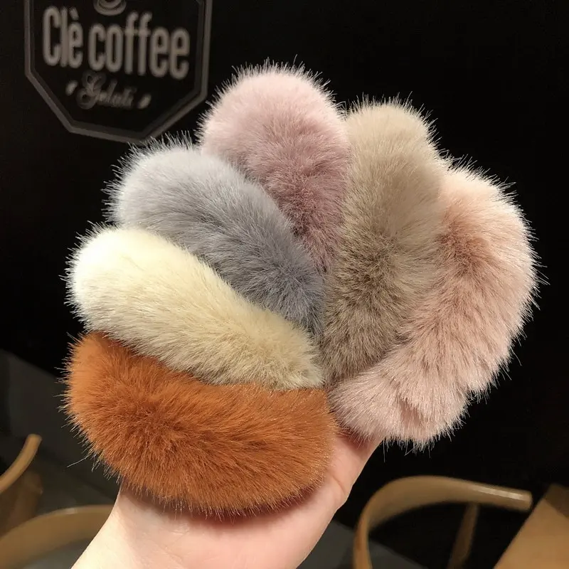 17 colors Winter soft faux fur scrunchies hairband elastic Christmas hair ties for women