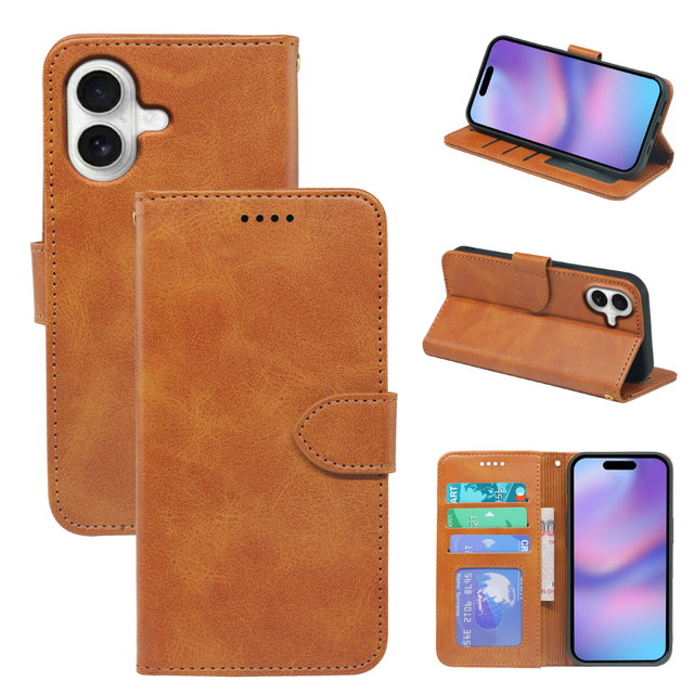 Luxury PU Leather Folio Flip Wallet Magnetic Mobile Phone Cover for iPhone 17 18 Card Holder Case for iPhone 16 Pro Max Air 15