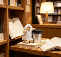 Ornement de tasse en peluche Ours Fantôme, Décoration d'Halloween Ours Fantôme, Housse mignonne en peluche pour tasse à café, Décoration de table festive