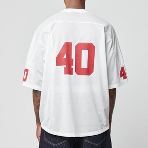 เสื้อฟุตบอลตาข่ายตัวอักษรและตัวเลขสั่งทำพิเศษ ไซส์ใหญ่ คอวี ผ้าโพลีเอสเตอร์ระบายอากาศ เสื้อกีฬา สตรีทแวร์ - Product Image 3