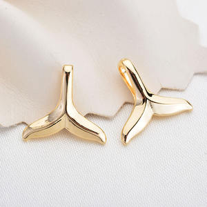 Colgante de cola de <span class=keywords><strong>pez</strong></span> de <span class=keywords><strong>sirena</strong></span>, pulsera, collar, accesorios, chapado en punto, colgante de cola de ballena de oro <span class=keywords><strong>Real</strong></span>, pendientes - Product Image 2