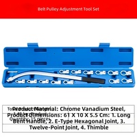 Kit d'outils de réparation de moteur de voiture - Clé réglable pour démontage de la poulie tendeur, en acier CR-V, avec mallette de transport rigide