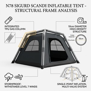Tente de camping imperméable en tissu Oxford double couche pour 4-5 personnes, trois saisons, une chambre, montage manuel, type étendu - Product Image 6