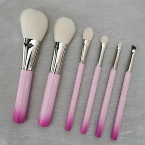 6pcs Goat Pony Hair Makeup Brush Set Wood Handle Travel Size Powder <b>Blush</b> Highlight Eyeshadow Face Eye Cosmetic Brushes Kit - Product Image 2