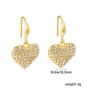 Pendientes de Aro Perforados en Forma de Corazón de Acero Inoxidable con Baño de Oro de 18K y Circonitas Blancas y Rosas, Pendientes de Corazón de Moda para Mujer - Product Image 3