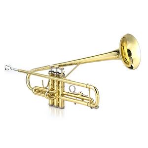 SEASOUND Trumpet nada emas Trompeta kuningan, Trumpet permukaan pernis badan profesional dengan instrumen bel miring - Product Image 1