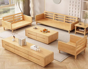 Canapé sectionnel moderne et simple 2026 en bois massif, idéal pour petit appartement, chaise de salon avec assise en éponge, canapés en bois pour hôtels - Product Image 5
