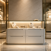 Vitrine murale pour bijouterie sur mesure, comptoir d'exposition de bijoux en verre éclairé, armoire de présentation de bijoux avec grand tiroir de rangement