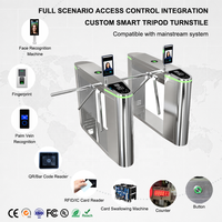 Torniquete de Control de Acceso con 3 Brazos, Mecanismo de Acero Inoxidable, Puerta Peatonal con Lector RFID para Gimnasio o Museo