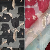 Tissu Jacquard Métallique en Polyester Teint en Fil, Brocart Floral de 56 g/m² pour Vêtements et Jupes de Filles