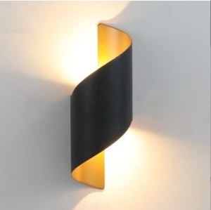 Black LED Wall Lamp Spiral Aluminum Alloy Sconce Warm White Up Down <b>Light</b> for Staircase Bedroom <b>Corridor</b> - Product Image 5