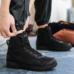 DF33 Outdoor camping Men Black Mesh Tactical <b>Boots</b> High Top Ankle Shoes All Seasons Waterproof Casual Outdoor Wear - Product Image 3