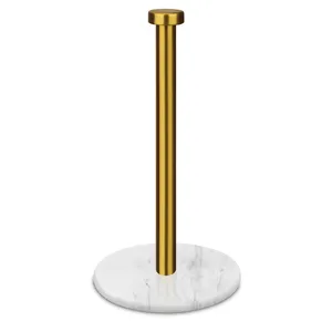 Wholesale Standing Paper Towel Holder With Natural Marble Base Kitchen Paper Towel Dispenser Stand For Bathroom Countertop