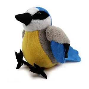定制毛绒欧亚蓝山雀玩具仿真鹦鹉鸟玩具Parus主要野鸟毛绒麻雀玩具