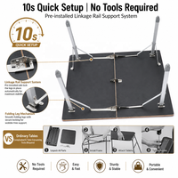 Table de camping pliable en bambou écologique, hauteur réglable, portable, pour l'extérieur, avec pieds télescopiques