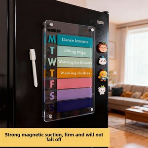 <span class=keywords><strong>Tableau</strong></span> magnétique en acrylique pour réfrigérateur avec calendrier mensuel/hebdomadaire/quotidien effaçable pour notes et planning, personnalisable, inclut 1 - Product Image 2