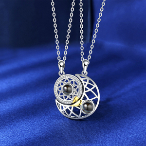 Kalung Fashion Romantis Shangjie OEM, Kalung Pasangan Perak <span class=keywords><strong>Sterling</strong></span> 925 dengan Zirkon, Kalung Proyeksi Bulan Matahari - Product Image 4