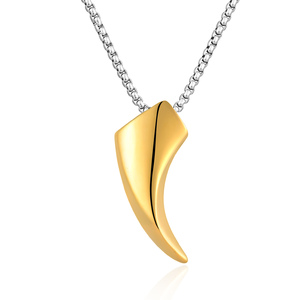 Joyería Punk al por Mayor, Colgante Geométrico de Acero Inoxidable con Diente de Elefante y Lobo para Hombre - Product Image 5