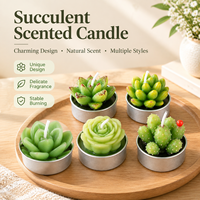 Ensemble de bougies succulentes, modélisation 3D réaliste, cire de paraffine, décoration d'intérieur, fleur de cactus pour table