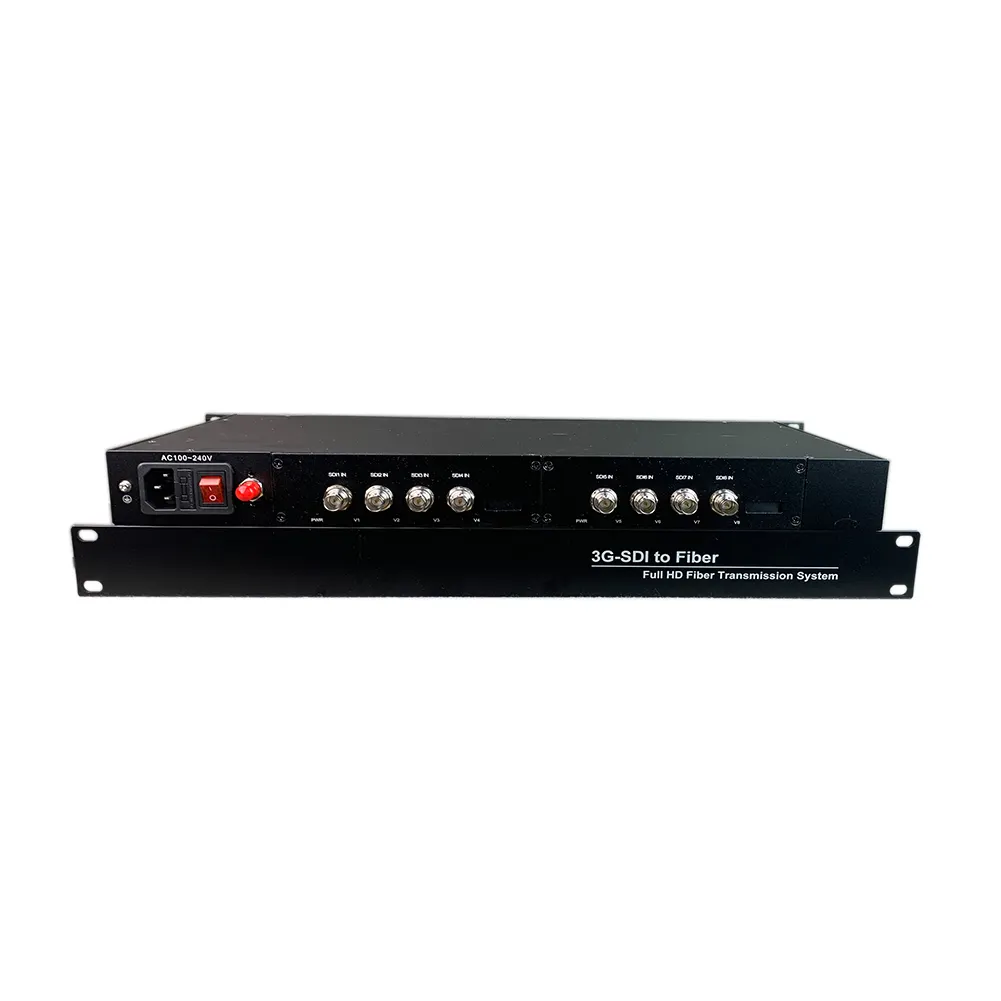 Convertitore video a 8 canali ricetrasmettitore ottico hdsdi 3g sdi a fibra ottica extender fibra sdi multiplex